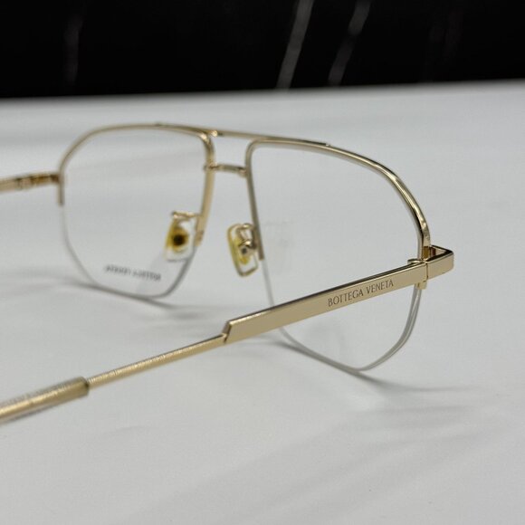 NEW BOTTEGA VENETA BV1109O 002 GOLD AVIATOR UNISEX EYEGLASSES - Picture 5 of 10